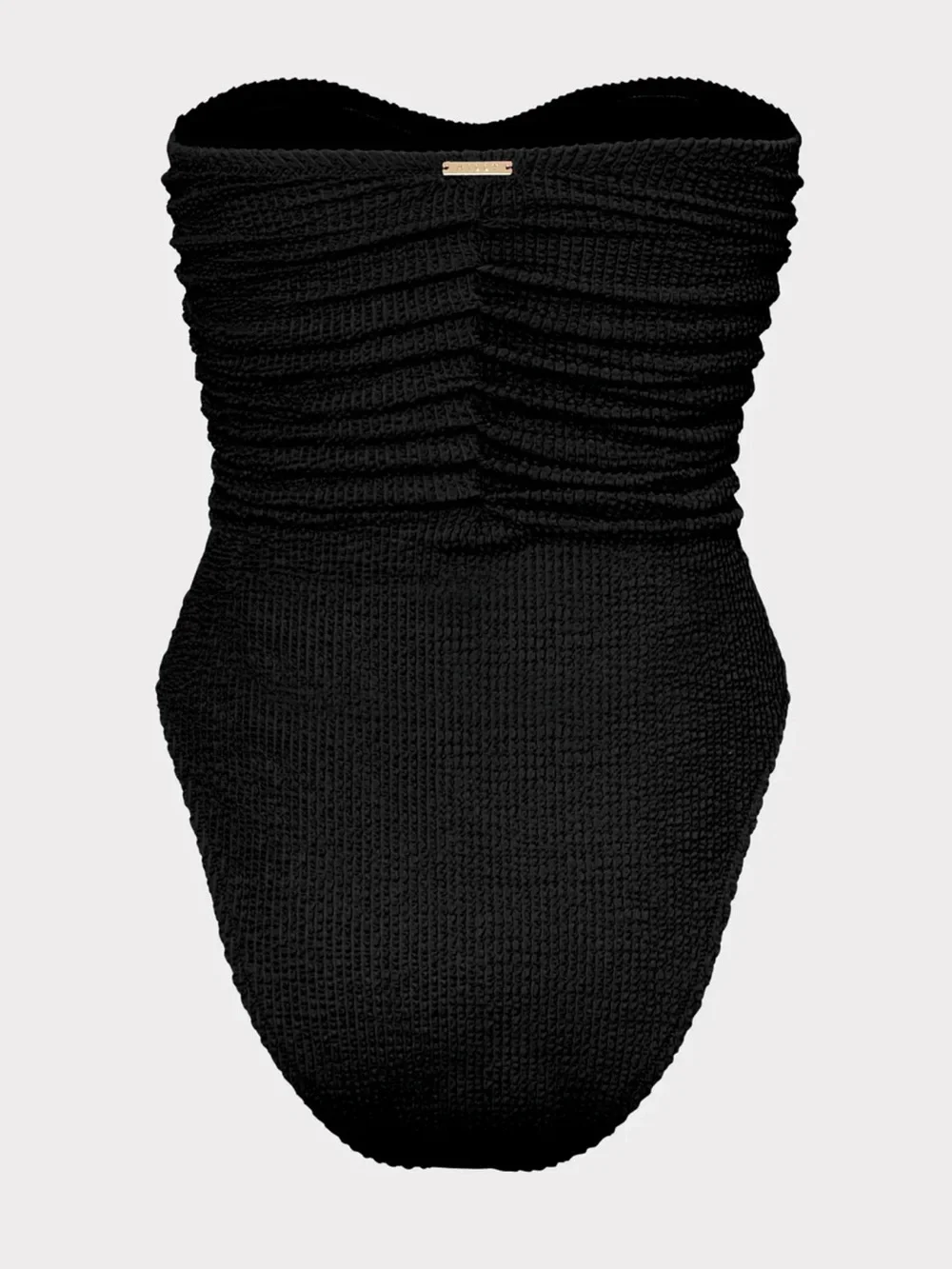 Milly Strapless Textured Ruched Black One-Piece Swimsuit